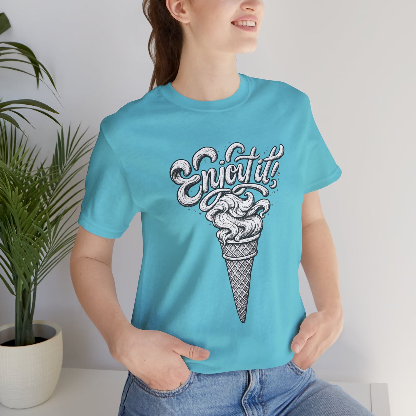 Enjoy It Social Club T-Shirt | Vintage Ice Cream Graphic Tee | Retro Front & Back Print | Unisex Summer Shirt
