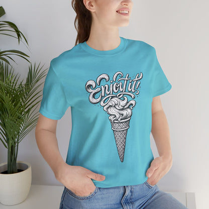Enjoy It Social Club T-Shirt | Vintage Ice Cream Graphic Tee | Retro Front & Back Print | Unisex Summer Shirt