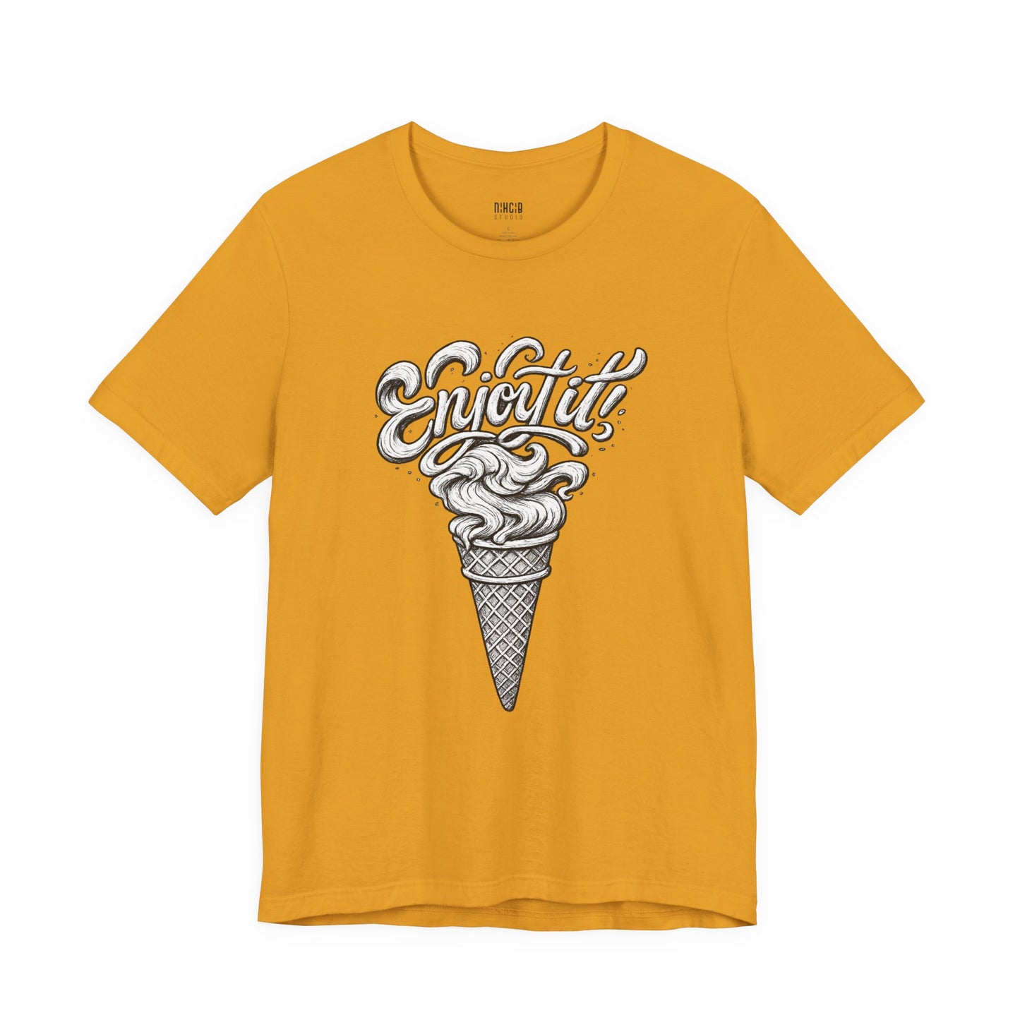 Enjoy It Social Club T-Shirt | Vintage Ice Cream Graphic Tee | Retro Front & Back Print | Unisex Summer Shirt