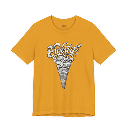 Enjoy It Social Club T-Shirt | Vintage Ice Cream Graphic Tee | Retro Front & Back Print | Unisex Summer Shirt