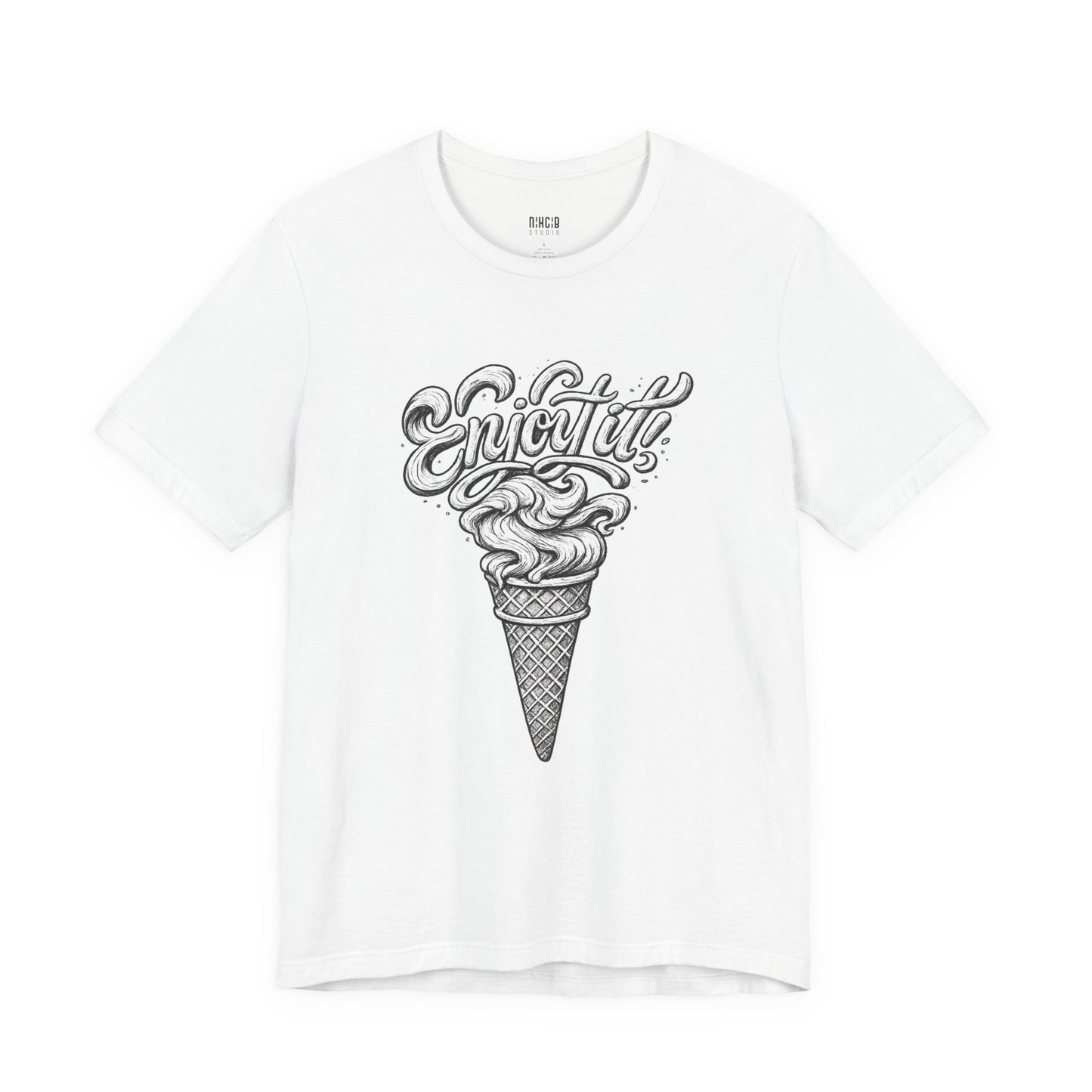 Enjoy It Social Club T-Shirt | Vintage Ice Cream Graphic Tee | Retro Front & Back Print | Unisex Summer Shirt