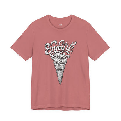 Enjoy It Social Club T-Shirt | Vintage Ice Cream Graphic Tee | Retro Front & Back Print | Unisex Summer Shirt