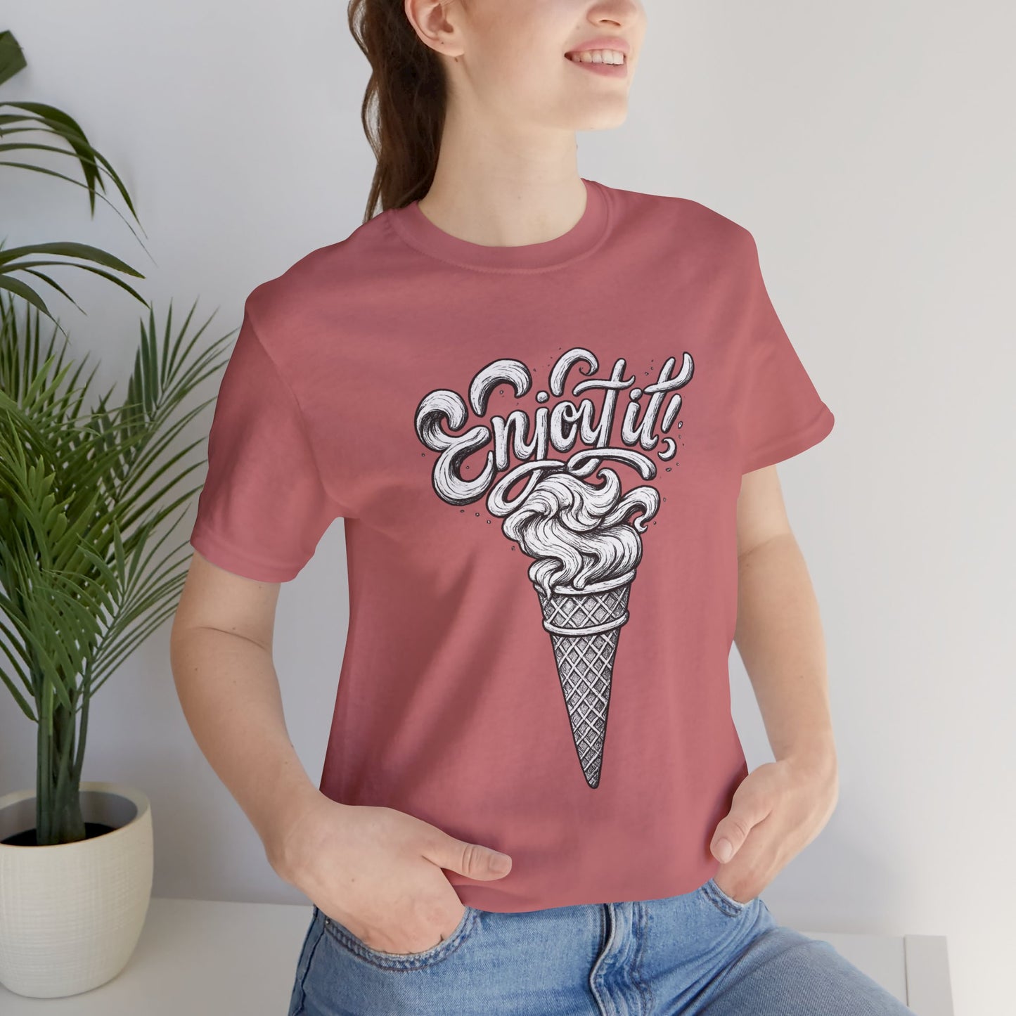 Enjoy It Social Club T-Shirt | Vintage Ice Cream Graphic Tee | Retro Front & Back Print | Unisex Summer Shirt