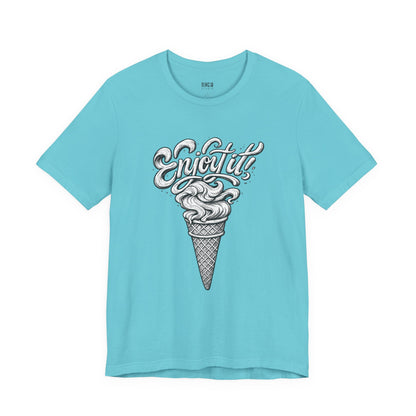 Enjoy It Social Club T-Shirt | Vintage Ice Cream Graphic Tee | Retro Front & Back Print | Unisex Summer Shirt