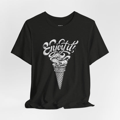 Enjoy It Social Club T-Shirt | Vintage Ice Cream Graphic Tee | Retro Front & Back Print | Unisex Summer Shirt