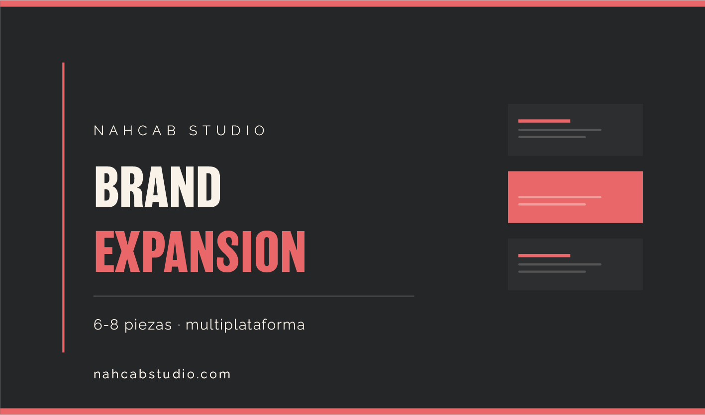 Brand Expansion — pack completo de redes sociales multiplataforma, 6-8 piezas estratégicas por NahCab Studio